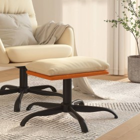 Reposapiés de tela y cuero sintético color crema 60x60x36