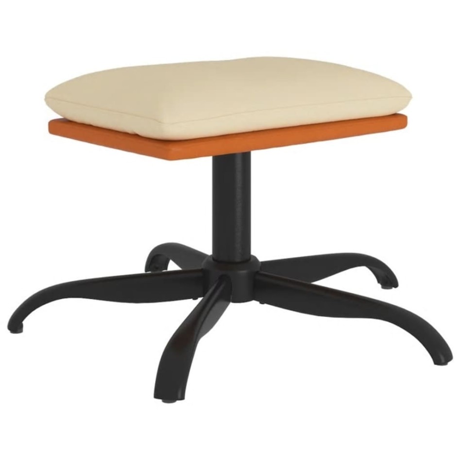 Reposapiés de tela y cuero sintético color crema 60x60x36