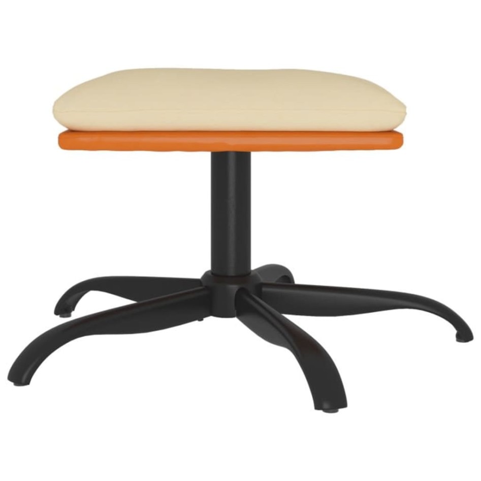 Reposapiés de tela y cuero sintético color crema 60x60x36