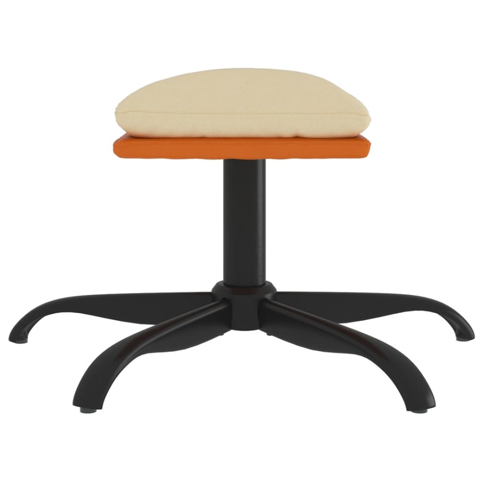 Reposapiés de tela y cuero sintético color crema 60x60x36