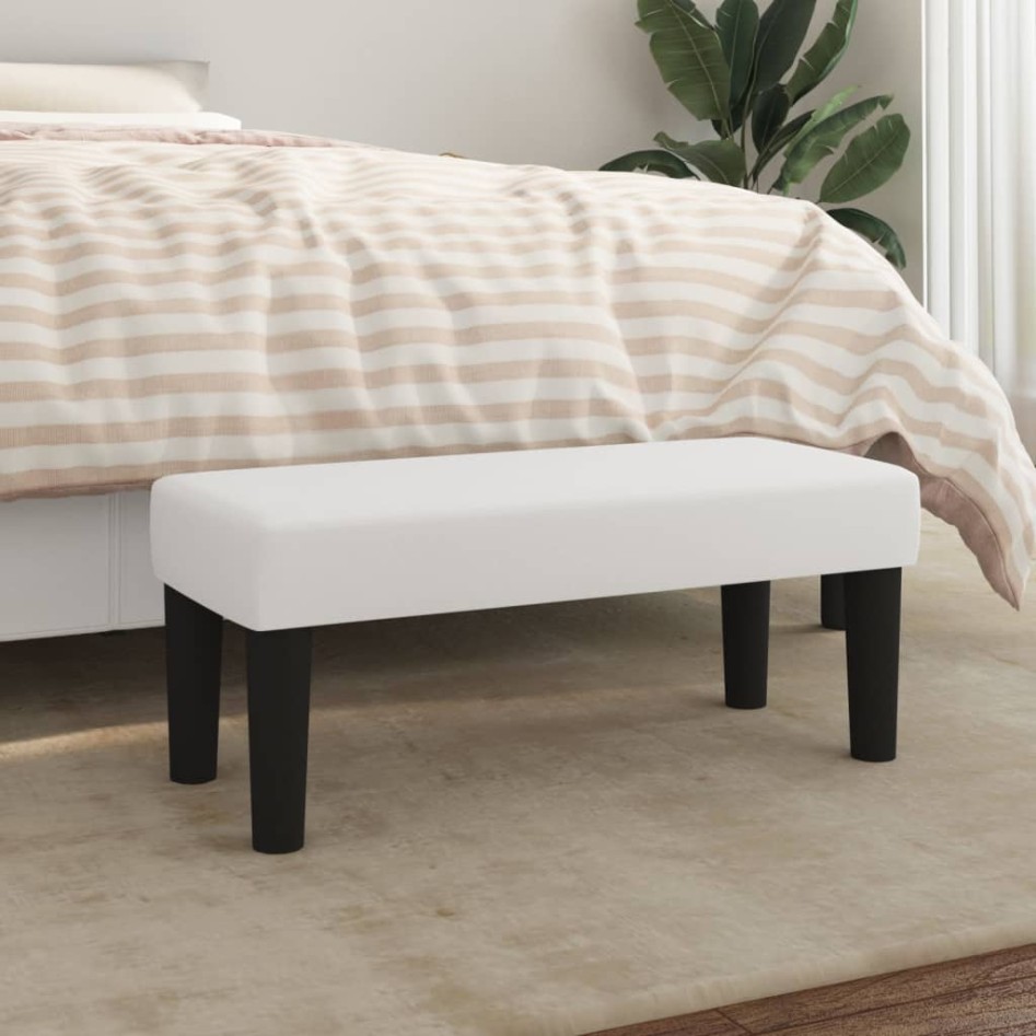 Banco de cuero sintético blanco 70x30x30