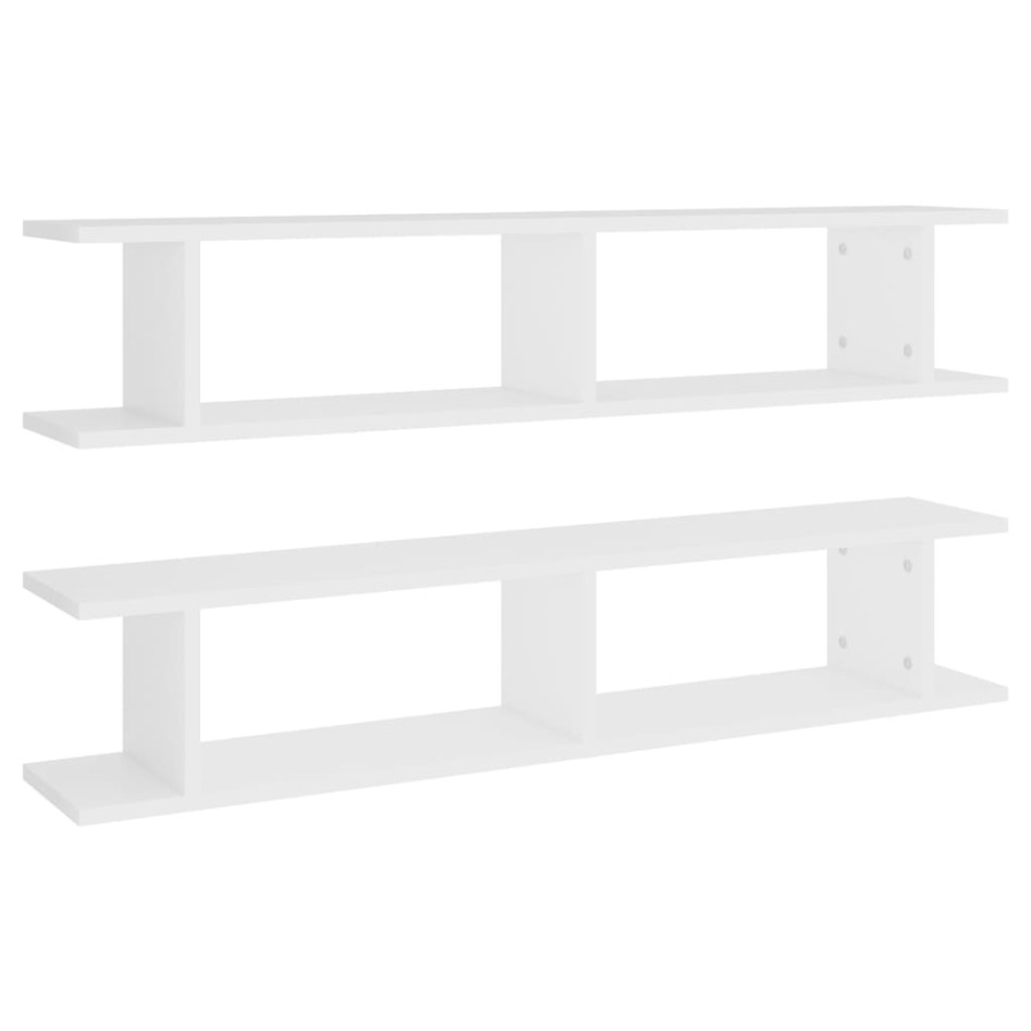 Estantes de pared 2 uds madera contrachapada blanco