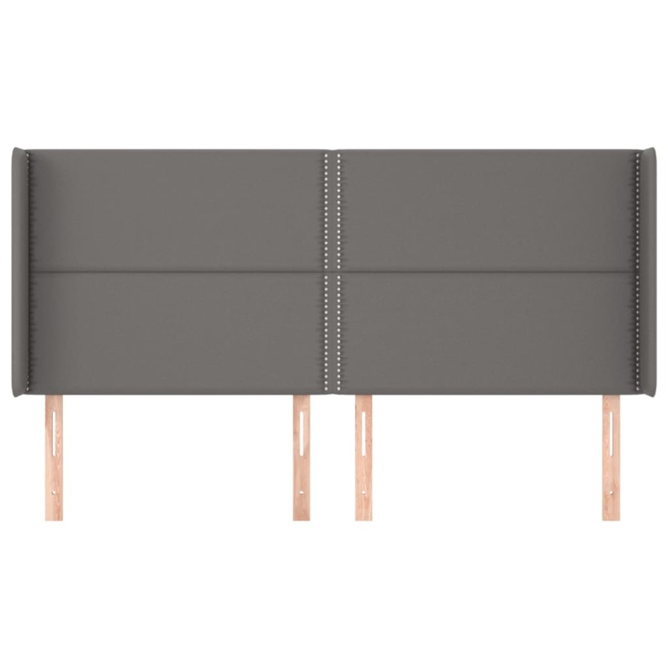 Cabecero con orejas de cuero sintético gris 203x16x118/128