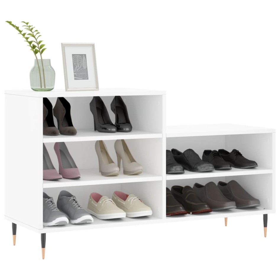 Mueble zapatero madera contrachapada blanco 102x36x60