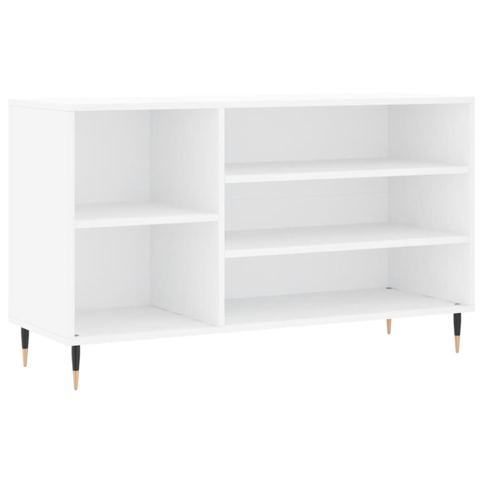 Mueble zapatero madera contrachapada blanco brillo 102x36x60