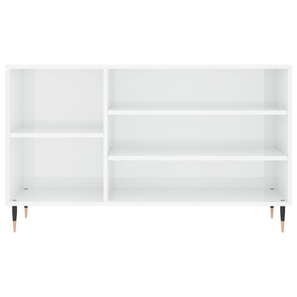 Mueble zapatero madera contrachapada blanco brillo 102x36x60