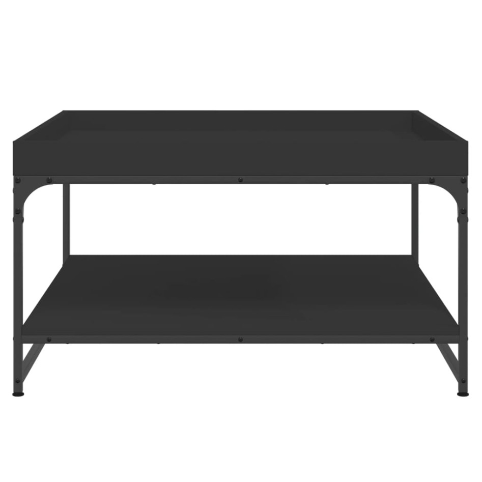 Mesa de centro madera de ingeniería y hierro negro 80x80x45