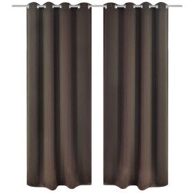 2 cortinas marrones oscuras con anillas blackout