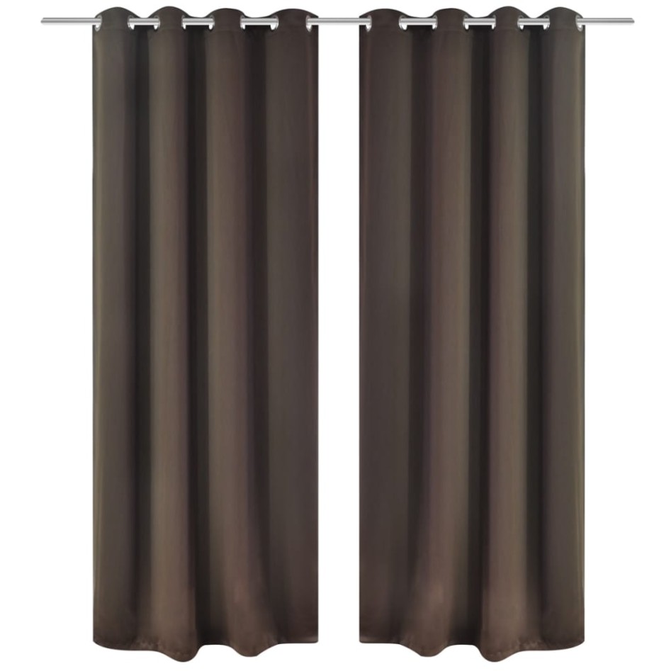 2 cortinas marrones oscuras con anillas blackout