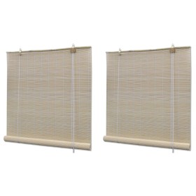 Estor enrollable de bambú natural 2 unidades 120x160