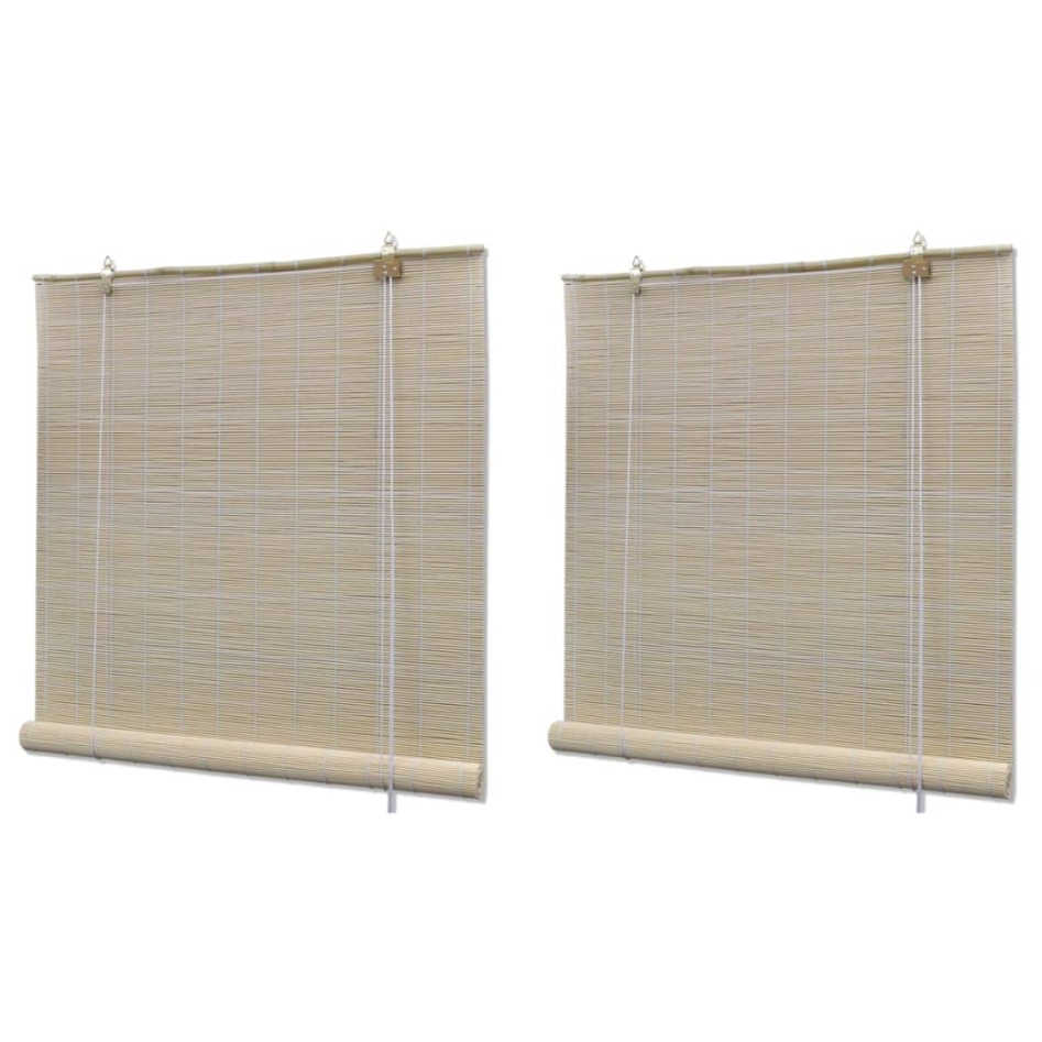 Estor enrollable de bambú natural 2 unidades 120x160