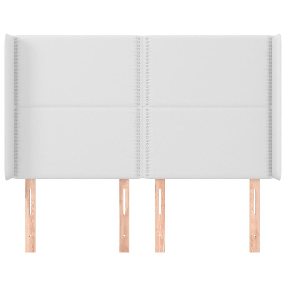 Cabecero con orejas de cuero sintético blanco 147x16x118/128