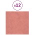 Paneles de pared 12 uds terciopelo rosa 30x30 cm 1,08