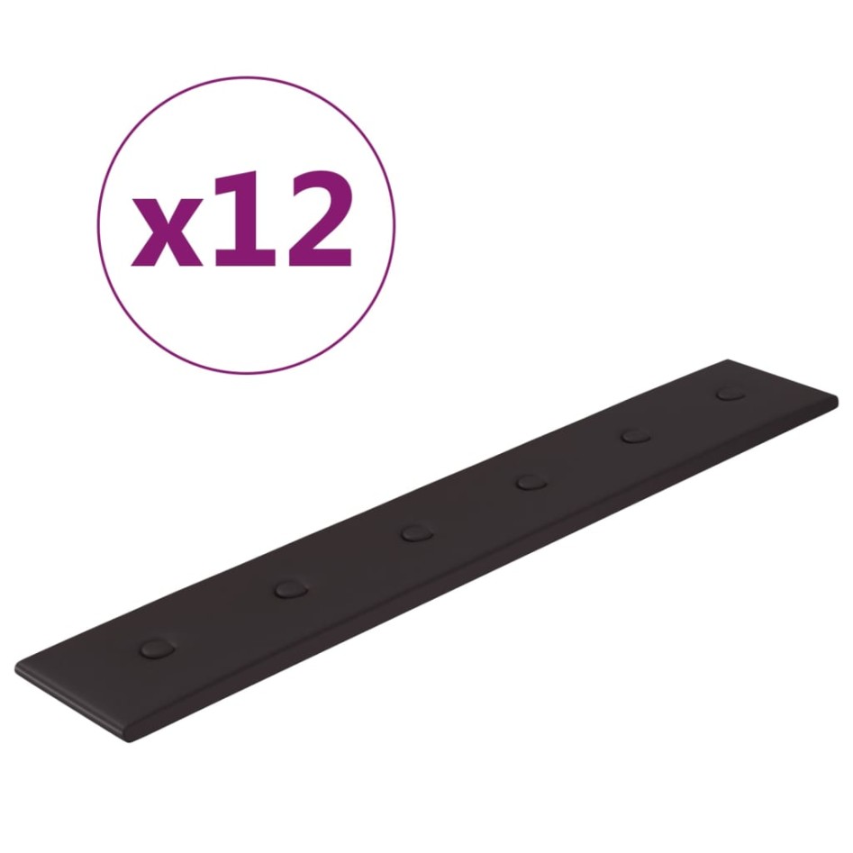 Paneles de pared 12 uds cuero sintético negro 90x15 cm 1,62