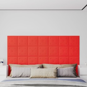 Paneles de pared 12 uds cuero sintético rojo 30x30 cm 1,08