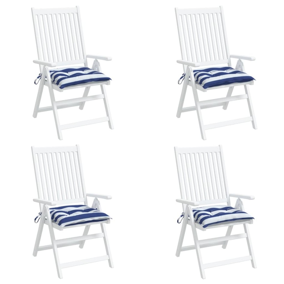 Cojines de silla 4 uds tela Oxford rayas azul blanco 50x50x7
