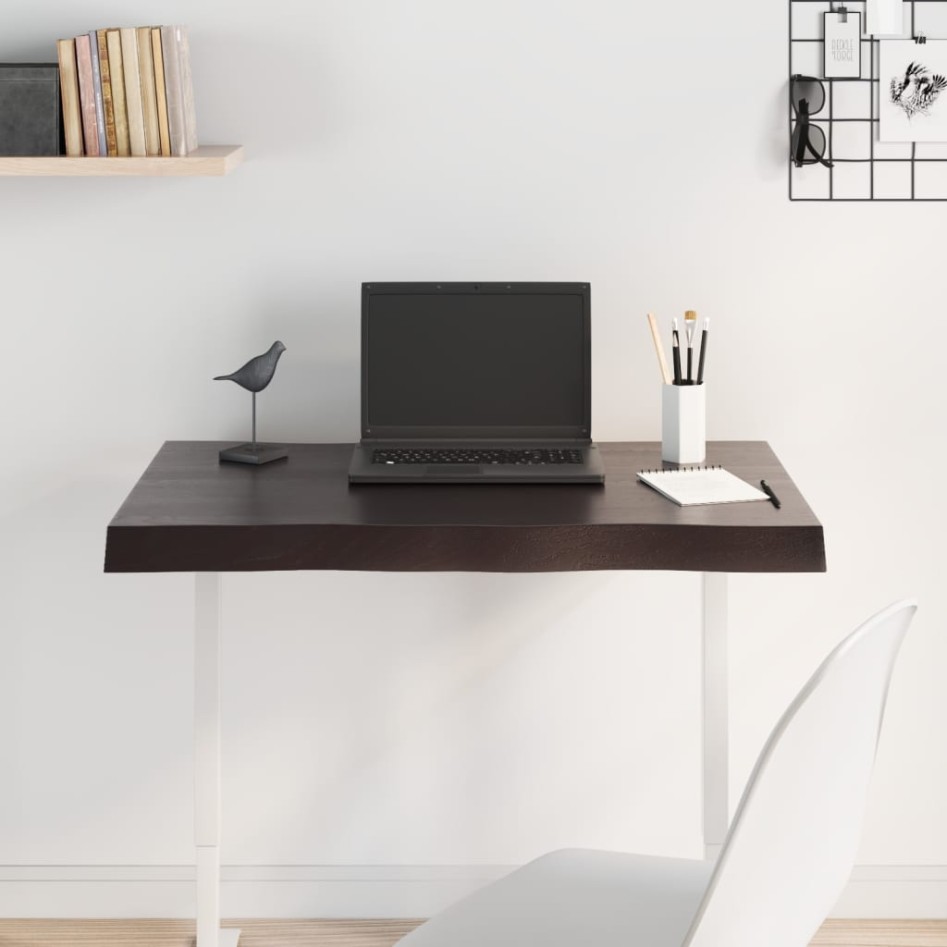 Tablero mesa madera tratada borde vivo marrón 80x50x(2-6)