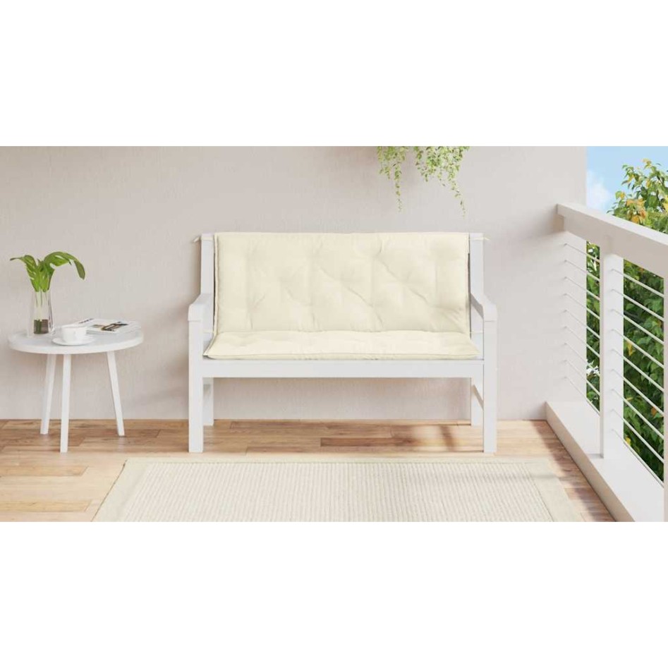 Cojín de banco jardín tela Oxford blanco crema 120x(50+50)x7