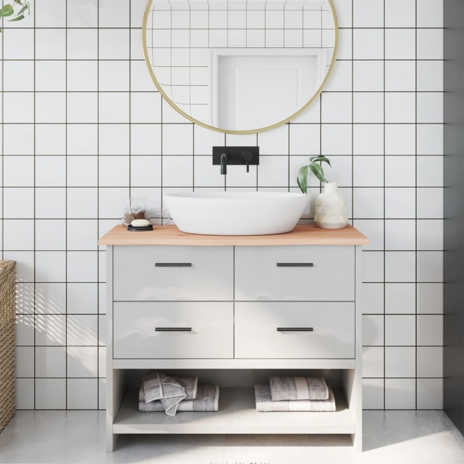 Encimera de baño madera maciza sin tratar 100x30x2