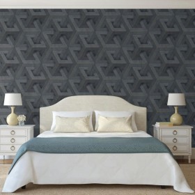 DUTCH WALLCOVERINGS Papel pintado Onyx gris antracita y