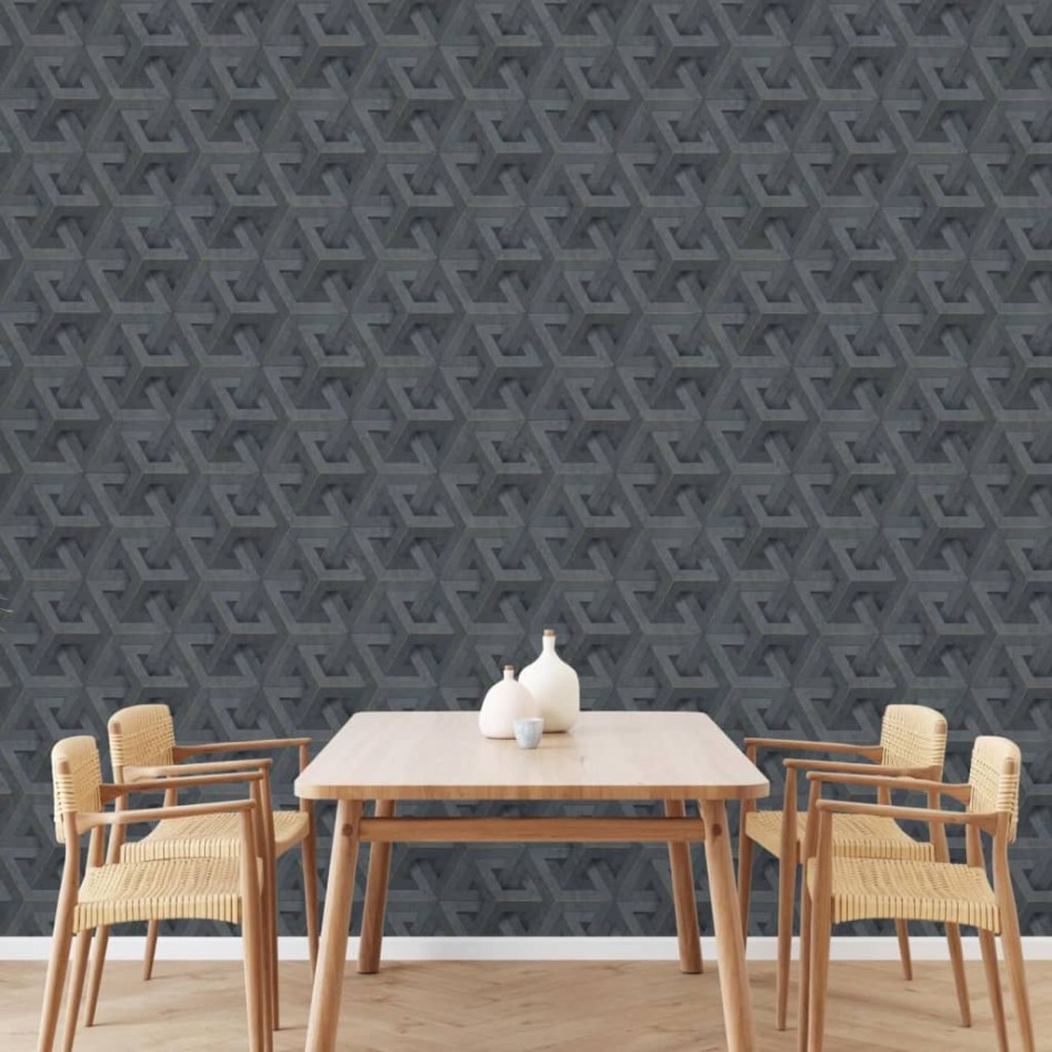 DUTCH WALLCOVERINGS Papel pintado Onyx gris antracita y
