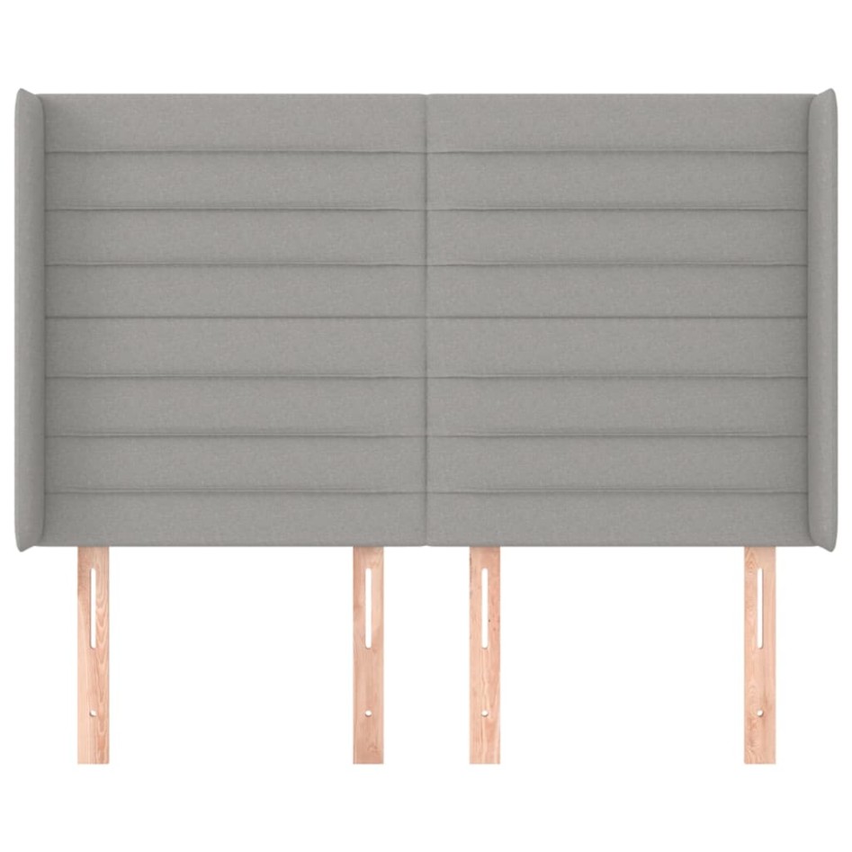 Cabecero con orejas de tela gris claro 147x16x118/128