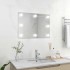 Espejo de pared sin marco con luces LED rectangular de