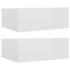 Mesitas noche flotante 2 uds contrachapada blanco 40x30x15