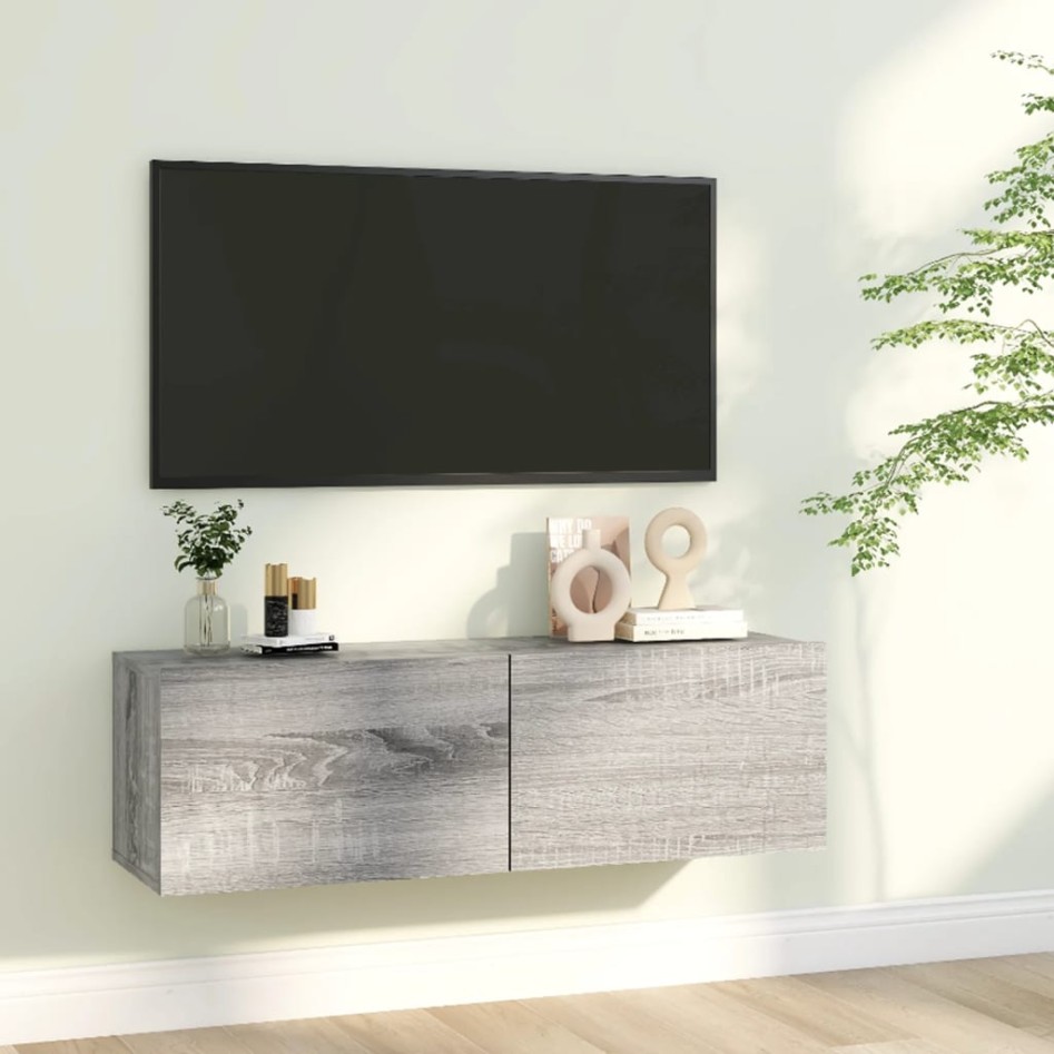 Mueble para TV madera contrachapada gris Sonoma 100x30x30