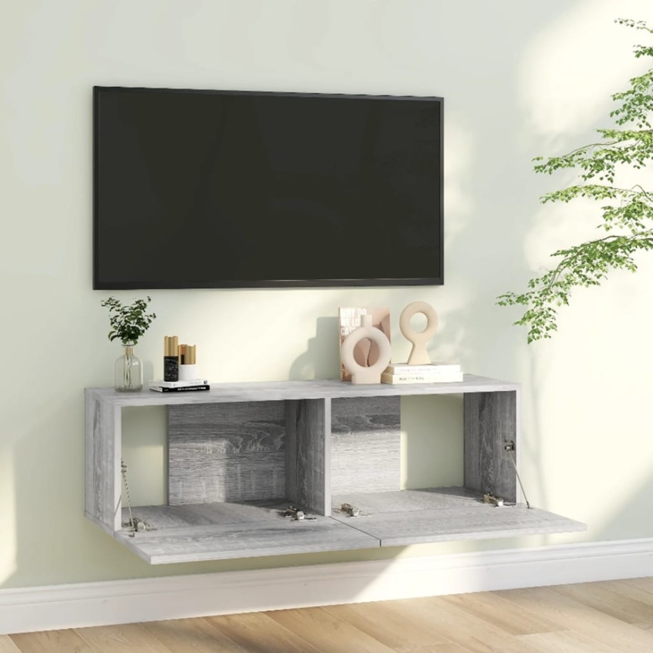 Mueble para TV madera contrachapada gris Sonoma 100x30x30