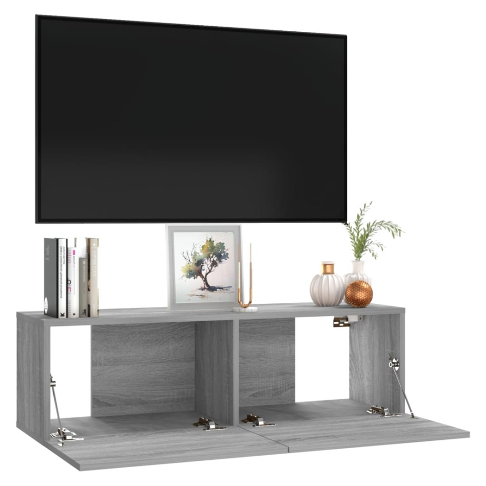 Mueble para TV madera contrachapada gris Sonoma 100x30x30
