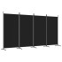 Biombo divisor de 4 paneles de tela negro 346x180