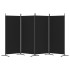Biombo divisor de 4 paneles de tela negro 346x180