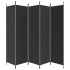 Biombo divisor de 5 paneles de tela negro 250x200