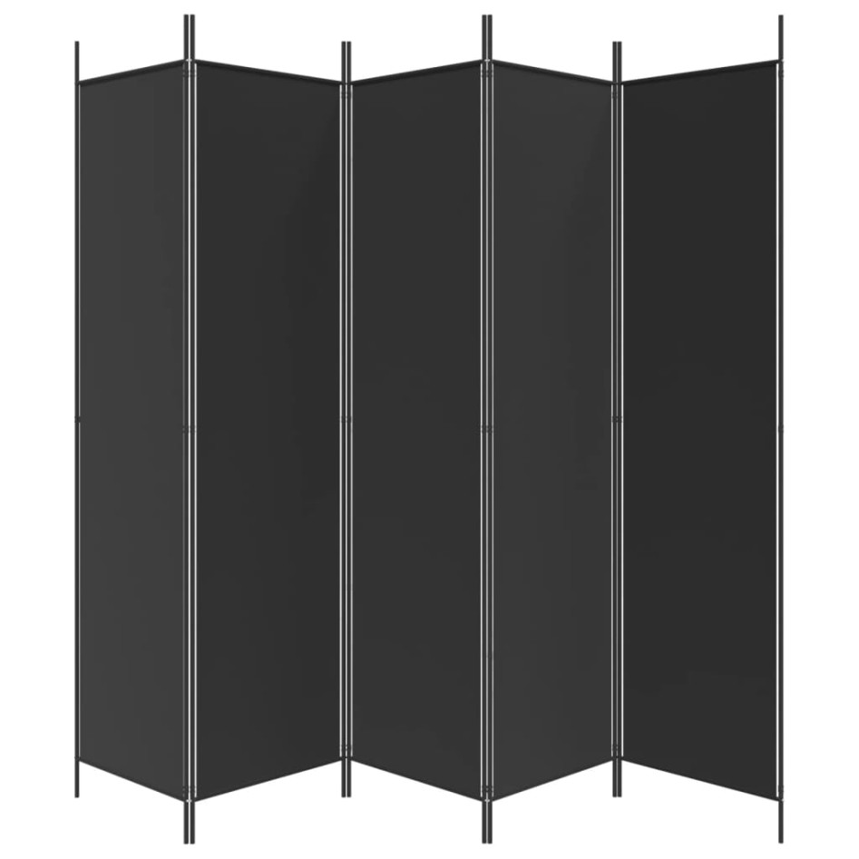 Biombo divisor de 5 paneles de tela negro 250x200