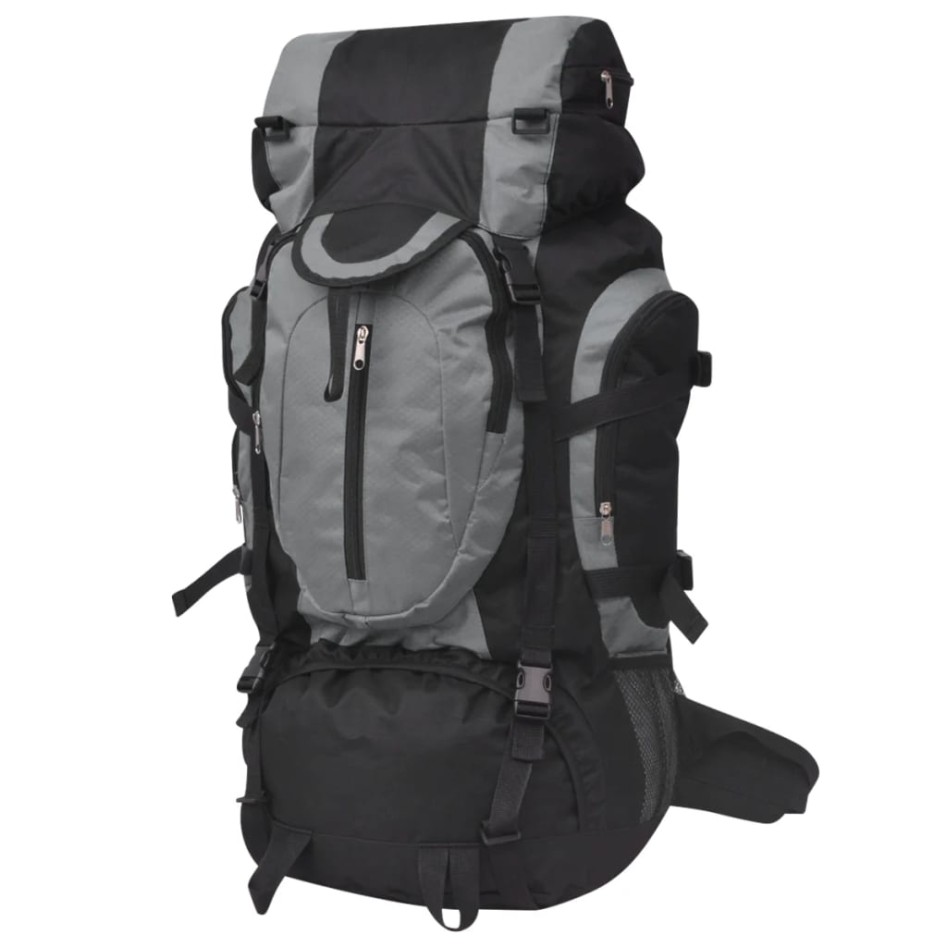 Mochila de senderismo XXL negro y gris 75