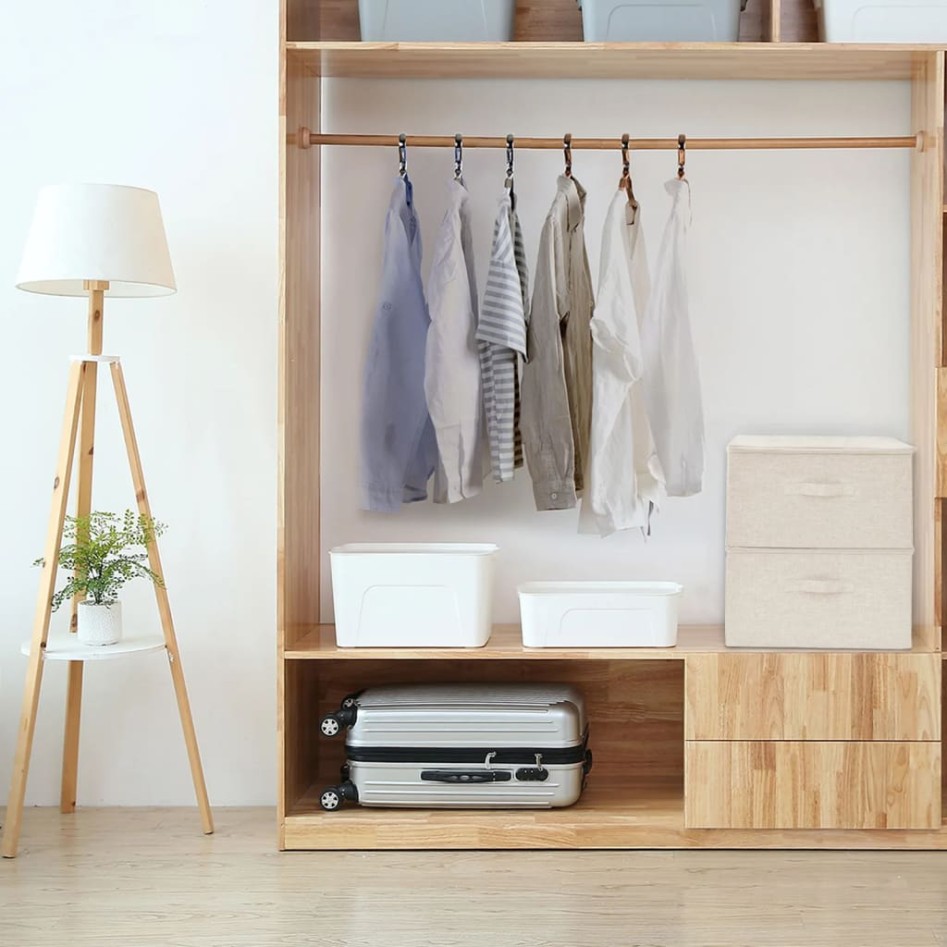 Cajas de almacenaje 2 unidades tela color crema 43x34x23