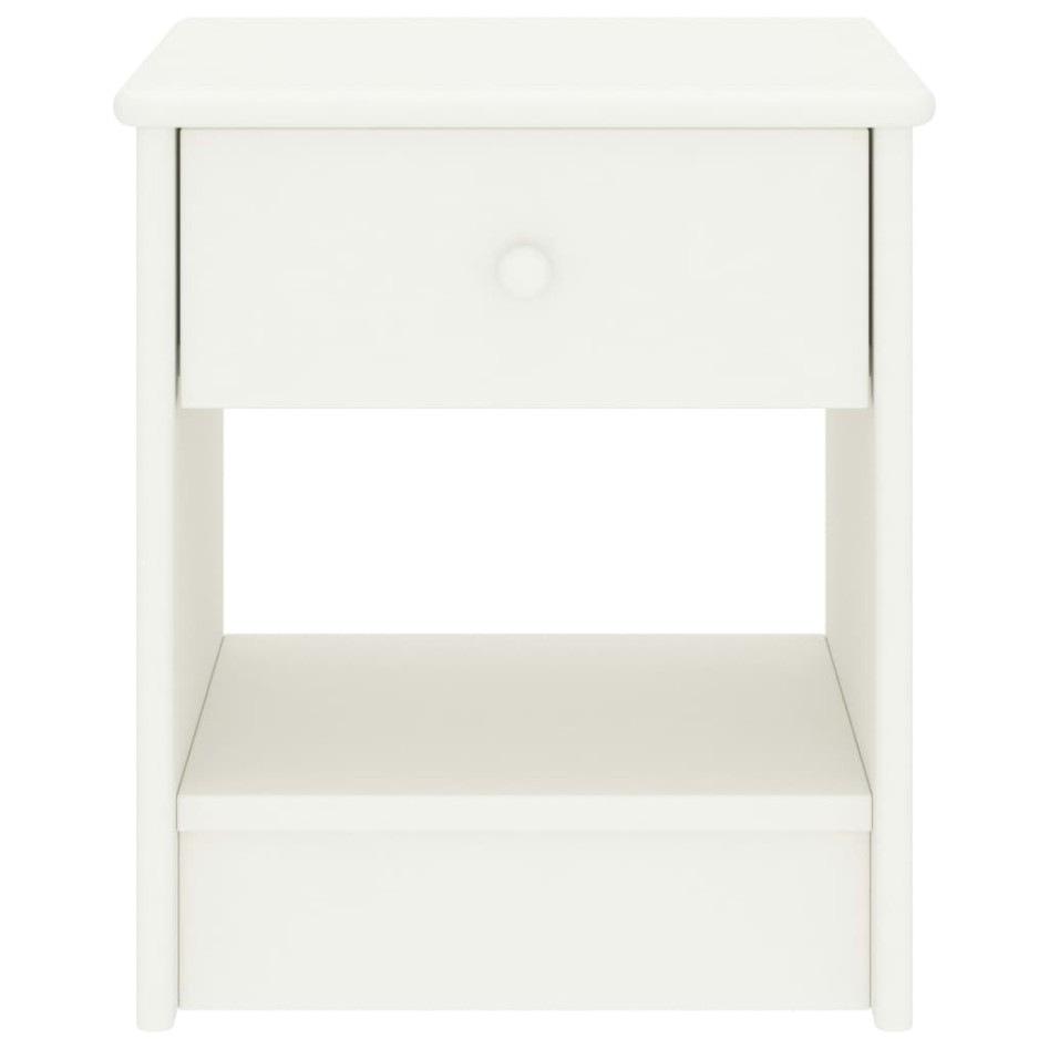 Mesita de noche madera maciza de mango blanco 35x30x40