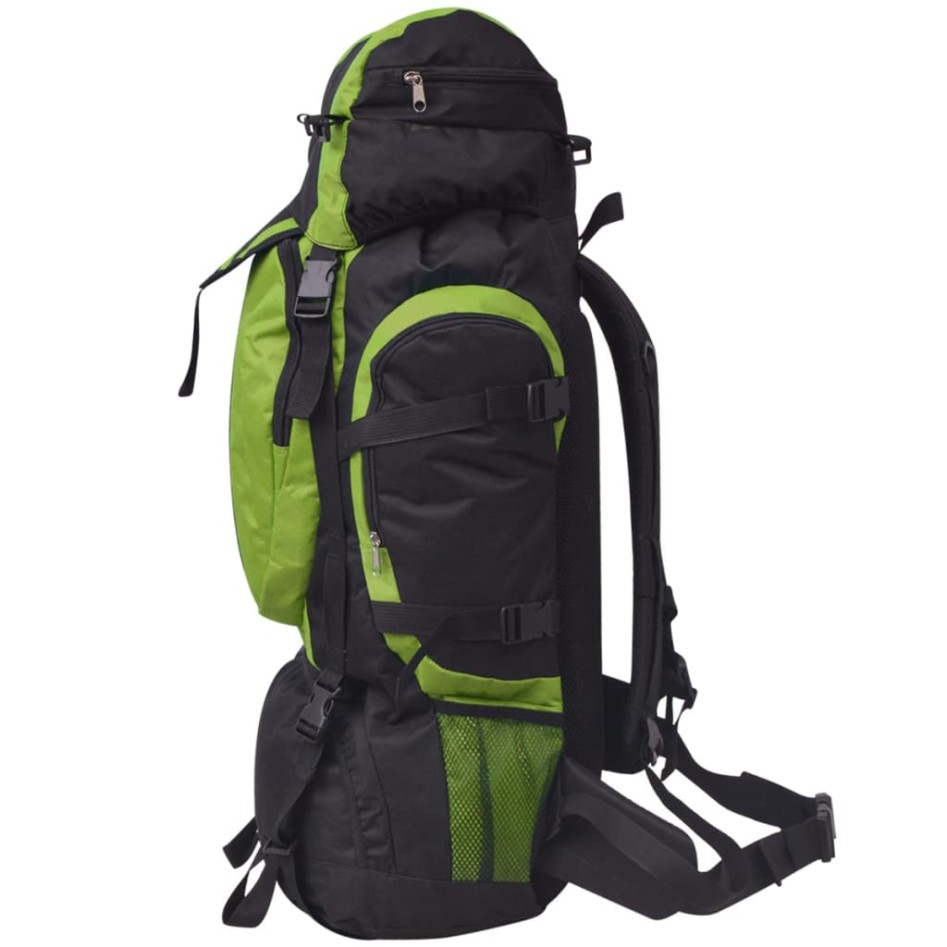 Mochila de senderismo XXL negro y verde 75