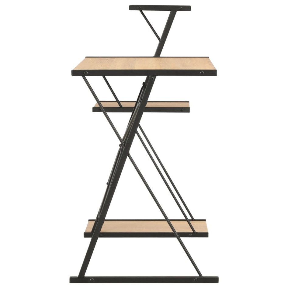 Escritorio con estantería negro y roble 116x50x93