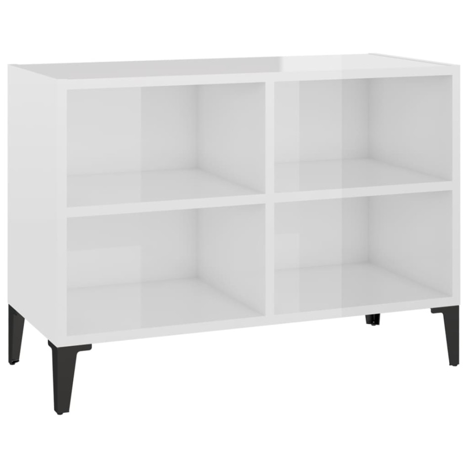 Mueble de TV con patas de metal blanco brillante 69,5x30x50