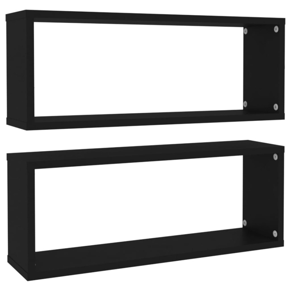 Estante cubo de pared 2 uds contrachapado negro 60x15x23