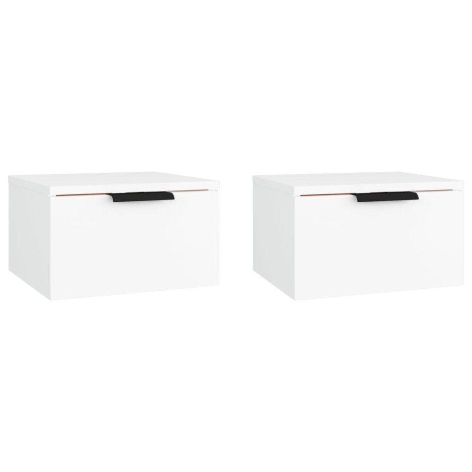 Mesitas de noche de pared 2 uds blanco 34x30x20