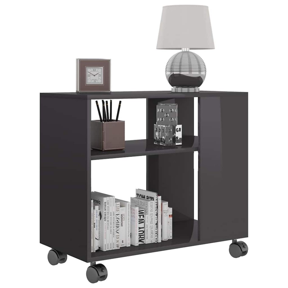 Mesa auxiliar madera contrachapada gris brillante 70x35x55