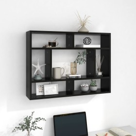 Estantería de pared madera contrachapada negro 75x16x55