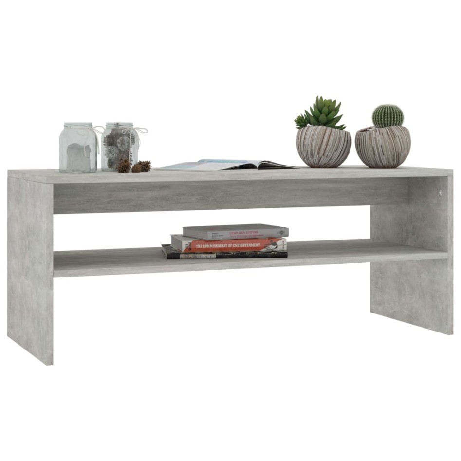 Mesa de centro madera contrachapada gris hormigón 100x40x40