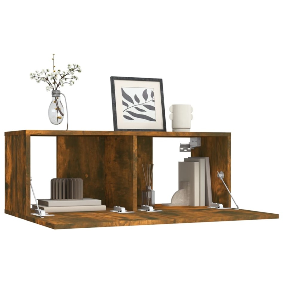 Mueble para TV madera de ingeniería roble ahumado 80x30x30