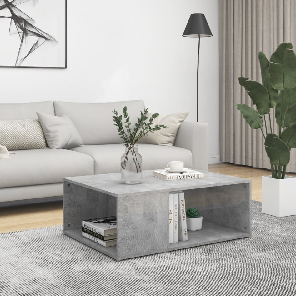 Mesa de centro madera contrachapada gris hormigón 90x67x33