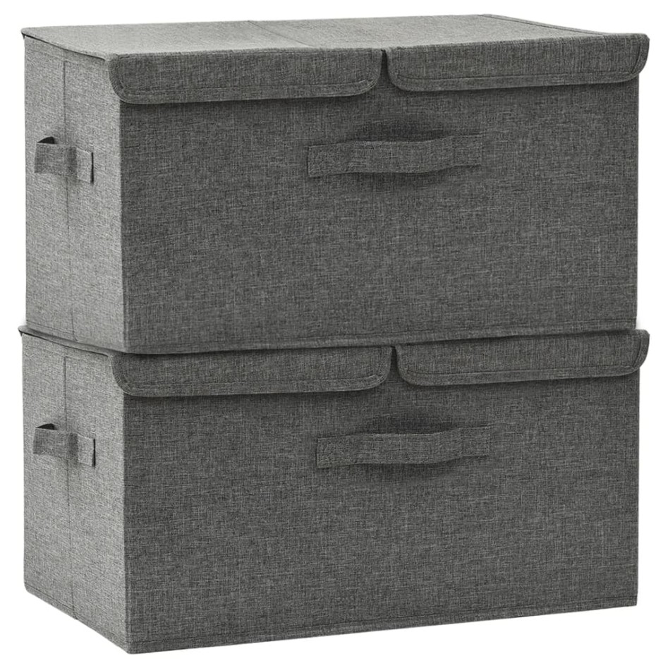 Cajas de almacenaje 2 unidades tela gris antracita 50x30x25