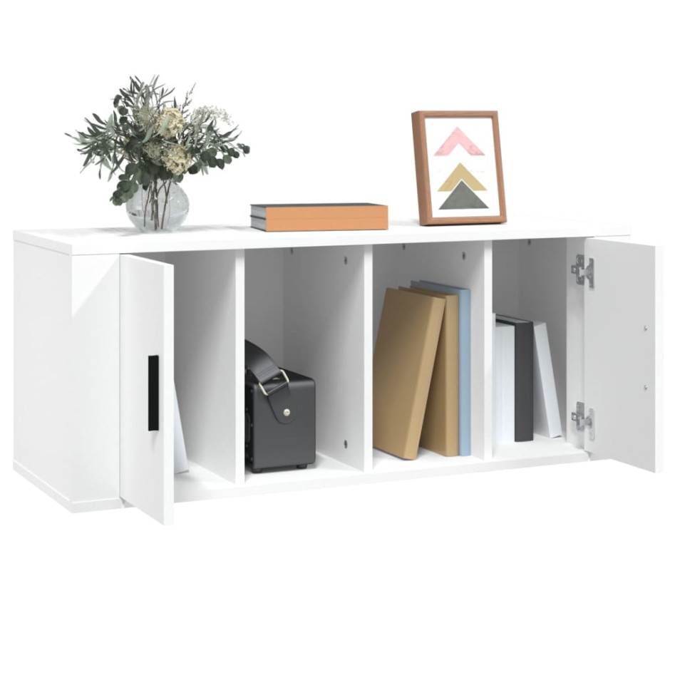 Mueble para TV madera contrachapada blanco 100x35x40